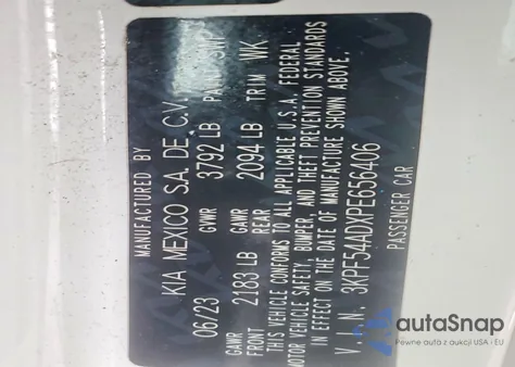 2023 Kia Forte Gt Line z USA, uszkodzony, nr VIN 3KPF54ADXPE656406